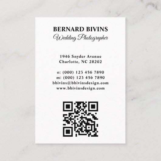 Elegante Fotograaf Eenvoudige Sociale Media QR Cod Visitekaartje (Achterkant)