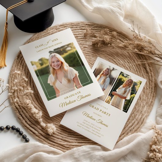 Elegante fotograduatiefelicitatie met lijst kaart