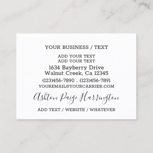 Elegante Fotografie / Portret / Salon, enz. Visitekaartje (Achterkant)