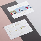 Elegante fotokader "Save the Date" met gouden lijs Kaart