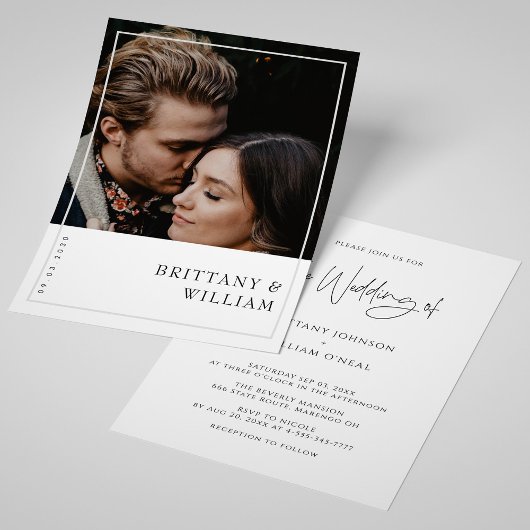 Elegante Fotoliste Huwelijk Kaart