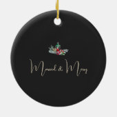 Elegante fotominimalistische stijlvolle eerste ker keramisch ornament (Achterkant)