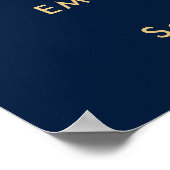 Elegante fotonamen Navy Goud Welkom Bruiloft Poster (Hoek)