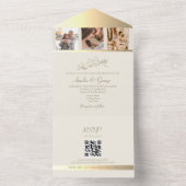 Elegante Foto's Bruiloft RSVP QR Code All In One Uitnodiging (Binnen)