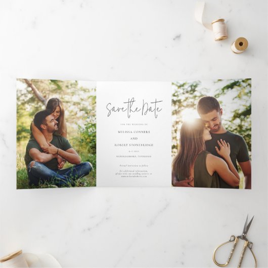 Elegante foto's Bruiloft Save The Date Kaart (Binnen)