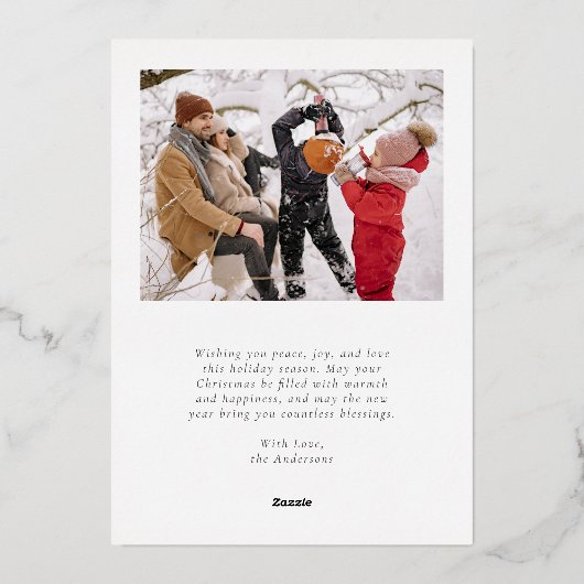 Elegante foto's Collage Vrolijk Kerstmis Folie Feestdagenkaart (Achterkant)