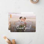 Elegante foto's Handgeschreven bruiloft Bedankt Notitiekaartje (Voorkant / Achterkant in situ)