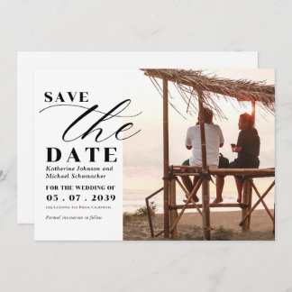 Elegante Fotoscript kalligrafie & QR Code Wedding Save The Date