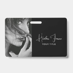 Elegante fotoscript naam titel badge
