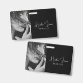 Elegante fotoscript naam titel  badge (Voor- en achterkant)