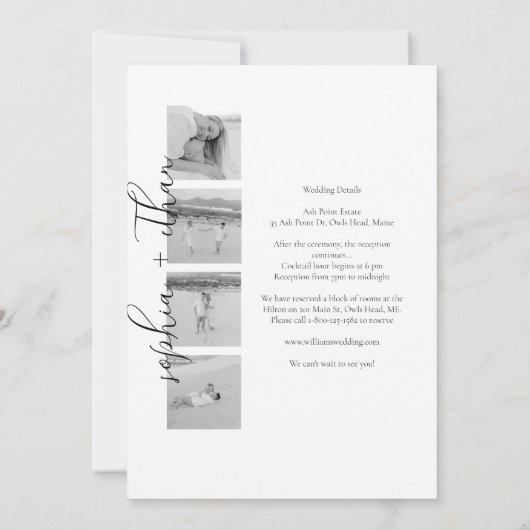 Elegante Fotostrip Alles in één bruiloft Kaart (Achterkant)