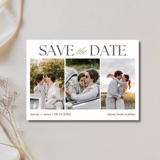 Elegante fotostrip bruiloft save the date