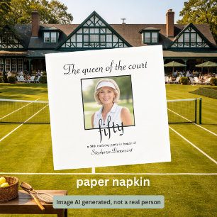 Elegante fototennis voor vrouwen 50ste verjaardags servet