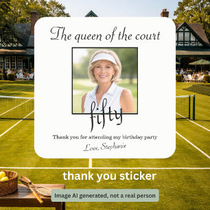 Elegante fototennis voor vrouwen 50ste verjaardags vierkante sticker