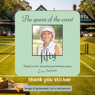 Elegante fototennis voor vrouwen 50ste verjaardags vierkante sticker