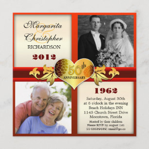 elegante fotouitnodigingen voor 50e trouwdag kaart