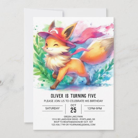 Elegante Fox verjaardag Kaart (Voorkant)