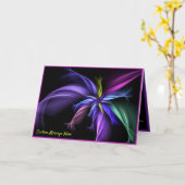 Elegante fractal van zwart paars geel en blauw kaart (Gele Bloem)