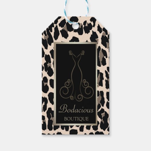 Elegante, Frame, Luipaardprint, Jurk Prijskaartjes Cadeaulabel (Voorkant)