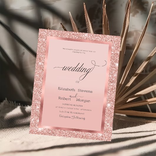 Elegante Frame Roze Goud Glitters Kaart