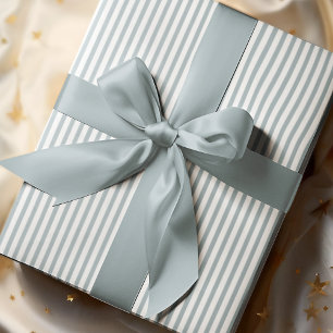 Elegante Frans blauw en witte dunne strepen Cadeaupapier