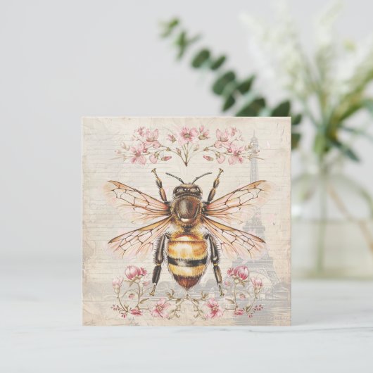 Elegante  Franse bijen Kaart (Staand voorkant)
