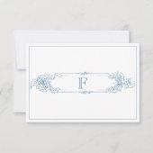 Elegante Franse Blauw Victoriaans Chinoiserie brui Bedankkaart (Voorkant)