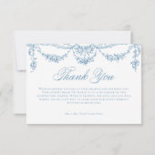 Elegante Franse Blauw Victoriaans Chinoiserie brui Bedankkaart (Achterkant)