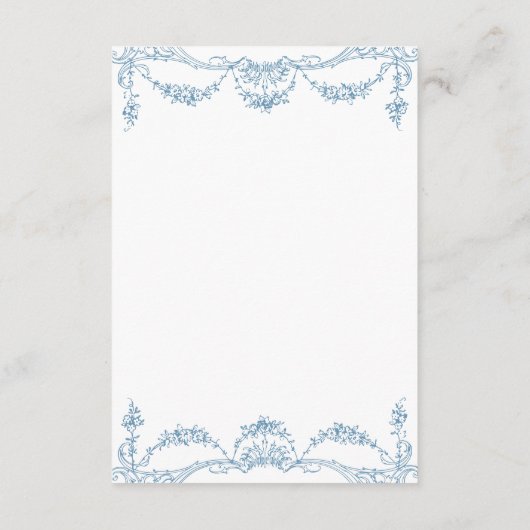 Elegante Franse Blauw Victoriaans Chinoiserie brui Informatiekaartje (Achterkant)