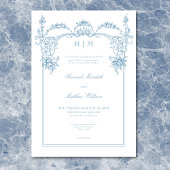 Elegante Franse Blauw Victoriaans Chinoiserie brui Kaart