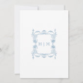 Elegante Franse Blauw Victoriaans Chinoiserie brui Kaart (Achterkant)