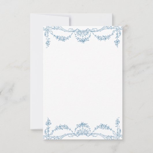 Elegante Franse Blauw Victoriaans Chinoiserie brui Save The Date (Achterkant)