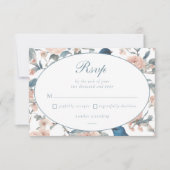 Elegante Franse  Blauwe Bloemen Chinoiserie RSVP Kaartje (Voorkant)