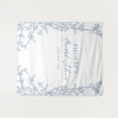 Elegante Franse Blauwe Bloemen Lijst Bruids achter Wandkleed (Voorkant (horizontaal))