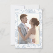 Elegante  Franse Blauwe Bloemen Toile bruiloft Bedankkaart (Achterkant)