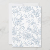 Elegante Franse Blauwe Bloemen Toile bruiloft Kaart (Achterkant)