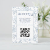 Elegante Franse Blauwe Bloemen Toile QR Code Websi Informatiekaartje (Staand voorkant)