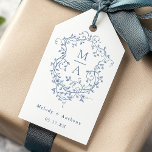 Elegante Franse Blauwe Bloemenkam bruiloft Cadeaulabel<br><div class="desc">Klassiek Frans Victoriaans blauw bloemen huwelijkscadeau label. Voor meer geavanceerde aanpassing van dit ontwerp,  klikt u op de BUTTON DESIGN TOOL hierboven!</div>