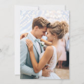 Elegante Franse Blauwe Bloemenkam Trouwfoto Bedankkaart (Achterkant)