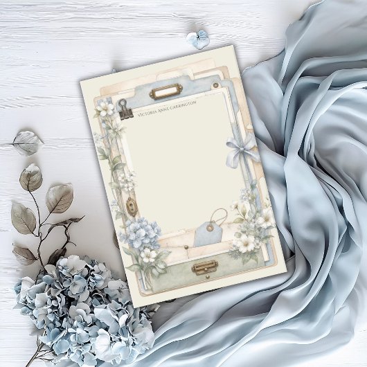 Elegante Franse Blauwe Bloemige Gepersonaliseerde Post-it® Notes