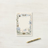 Elegante Franse Blauwe Bloemige Gepersonaliseerde Post-it® Notes (Op bureau)