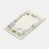 Elegante Franse Blauwe Bloemige Gepersonaliseerde Post-it® Notes (Schuin)