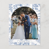 Elegante Franse Blauwe Bloemige Trouw Huwelijks Da Briefkaart (Voorkant)