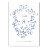 Elegante Franse Blauwe Bloemkam Kaart (Voorkant)