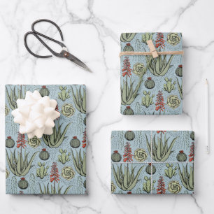 Elegante Franse blauwe en groene bloempatroon bloe Inpakpapier Vel