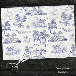 Elegante  Franse Blauwe Paard Jacht Toile Tissuepapier