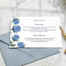 Elegante Franse Blauwe Roos Waterverf Trouwfeest