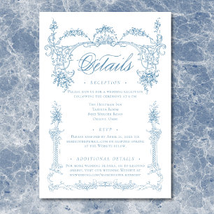 Elegante Franse Blauwe Victoriaanse Chinoiserie Br Informatiekaartje