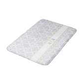 Elegante Franse Blauwe Witte Gele Damast Monogram Badmat (Gekanteld)