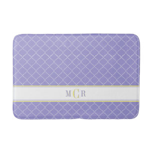 Elegante Franse blauwe witte gele traliewerk Monog Badmat